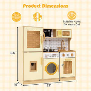 Kids Wooden Kitchen Playset with Realistic Lights and Sounds-Yellow view 5
