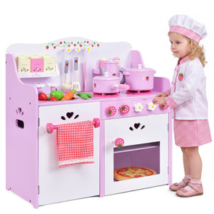 Kids Wooden Kitchen Toy Strawberry Pretend Cooking Playset view 4