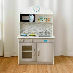Kids Wooden Pretend Cooking Playset Cookware Kitchen-Beige view 2
