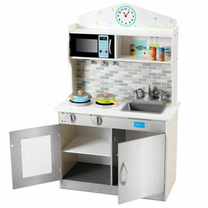 Kids Wooden Pretend Cooking Playset Cookware Kitchen-Beige view 8