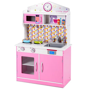 Kids Wooden Pretend Cooking Playset Cookware Play Set Kitchen Toys Toddler Gift-Pink view 4