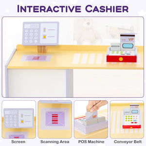 Kids Wooden Supermarket Play Toy Set with Checkout Counter-Purple view 7