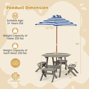Kids Wooden Table Set for Children Aged 3+ Years-Gray view 4