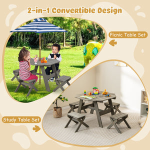 Kids Wooden Table Set for Children Aged 3+ Years-Gray view 5