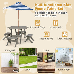 Kids Wooden Table Set for Children Aged 3+ Years-Gray view 8