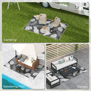 Reversible Outdoor RV Rug, Patio Floor Mat, 6' x 9' Plastic Rug for Backyard, Deck, Beach, Camping, Grey and White