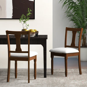 Set of 2 Kitchen Dining Chair with Linen Fabric and Storage Space-Brown view 2