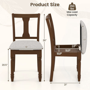 Set of 2 Kitchen Dining Chair with Linen Fabric and Storage Space-Brown view 4