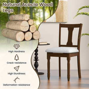 Set of 2 Kitchen Dining Chair with Linen Fabric and Storage Space-Brown view 5