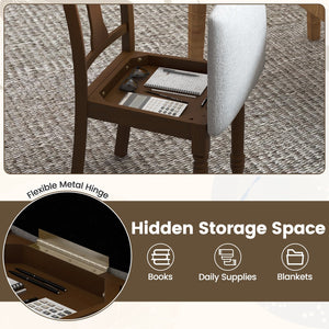 Set of 2 Kitchen Dining Chair with Linen Fabric and Storage Space-Brown view 7