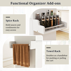 Kitchen Island Cart Rolling Kitchen Storage Island with Drawer-White view 8