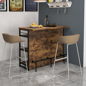 Kitchen Island with 4-Tier Storage Shelf and Long Footrest for Home-Rustic Brown view 3
