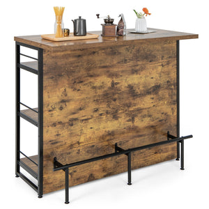 Kitchen Island with 4-Tier Storage Shelf and Long Footrest for Home-Rustic Brown view 4