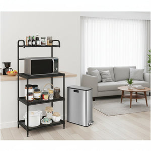 Kitchen Organization with 4-Tier Kitchen Microwave Storage Rack and Trash Can view 4