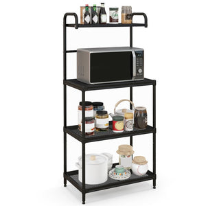 Kitchen Organization with 4-Tier Kitchen Microwave Storage Rack and Trash Can view 5