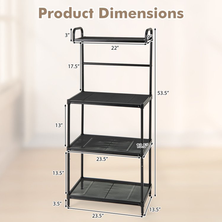 Kitchen Organization with 4-Tier Kitchen Microwave Storage Rack and Trash Can view 7