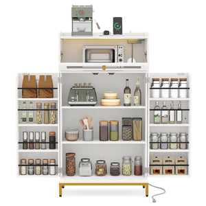 Kitchen Pantry Cabinet Freestanding Food Storage Cupboard-White view 4