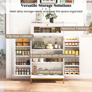 Kitchen Pantry Cabinet Freestanding Food Storage Cupboard-White view 7