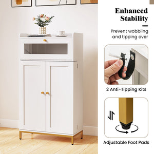 Kitchen Pantry Cabinet Freestanding Food Storage Cupboard-White view 8