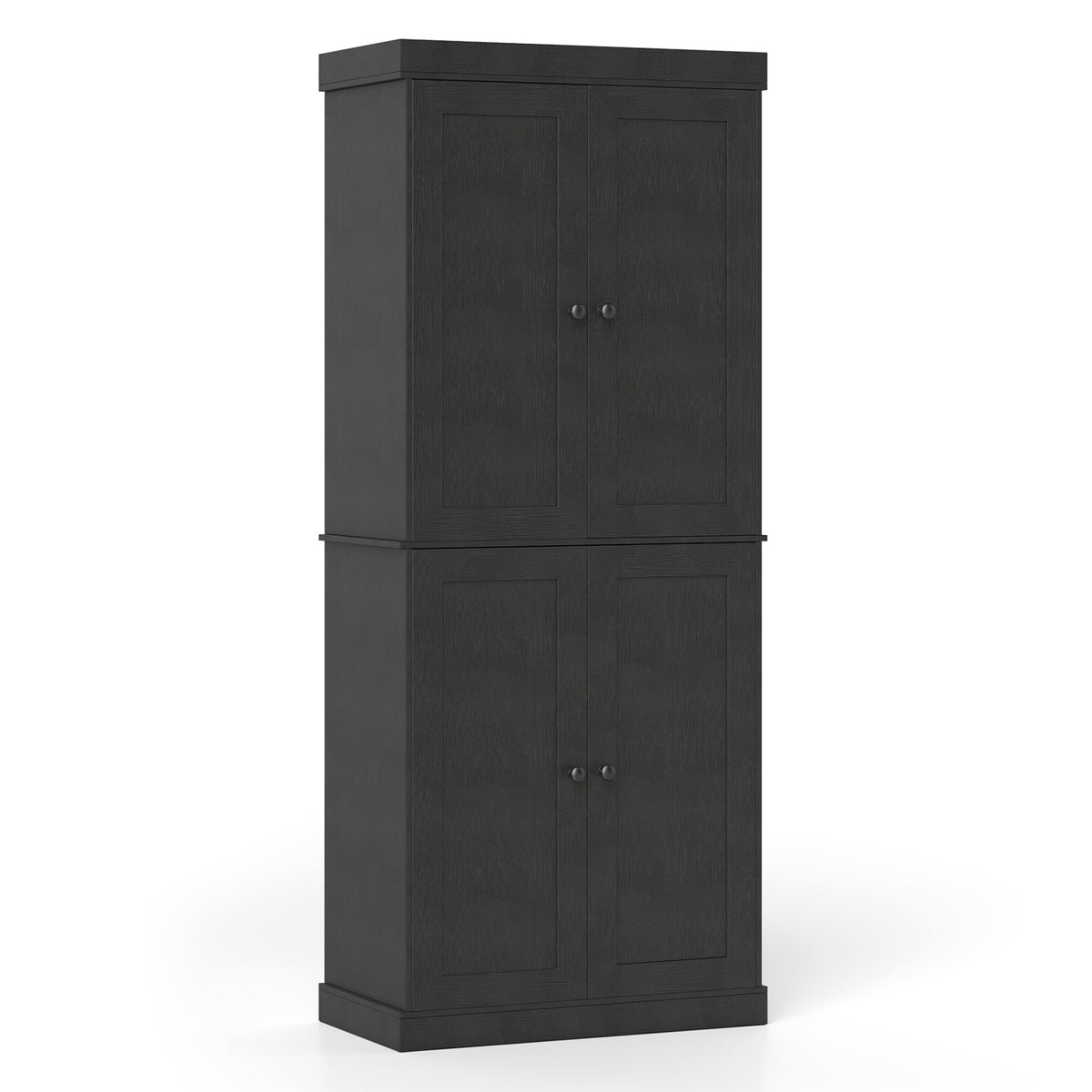 Kitchen Pantry Cabinet with 2 Adjustable Shelves and Anti-Tipping Kits for Living Room-Black view 4