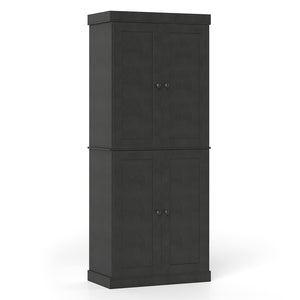 Kitchen Pantry Cabinet with 2 Adjustable Shelves and Anti-Tipping Kits for Living Room-Black view 4