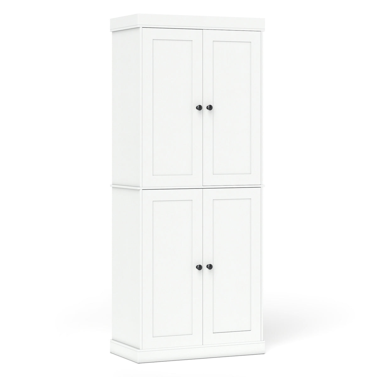 Kitchen Pantry Cabinet with 2 Adjustable Shelves and Anti-Tipping Kits for Living Room-White view 4