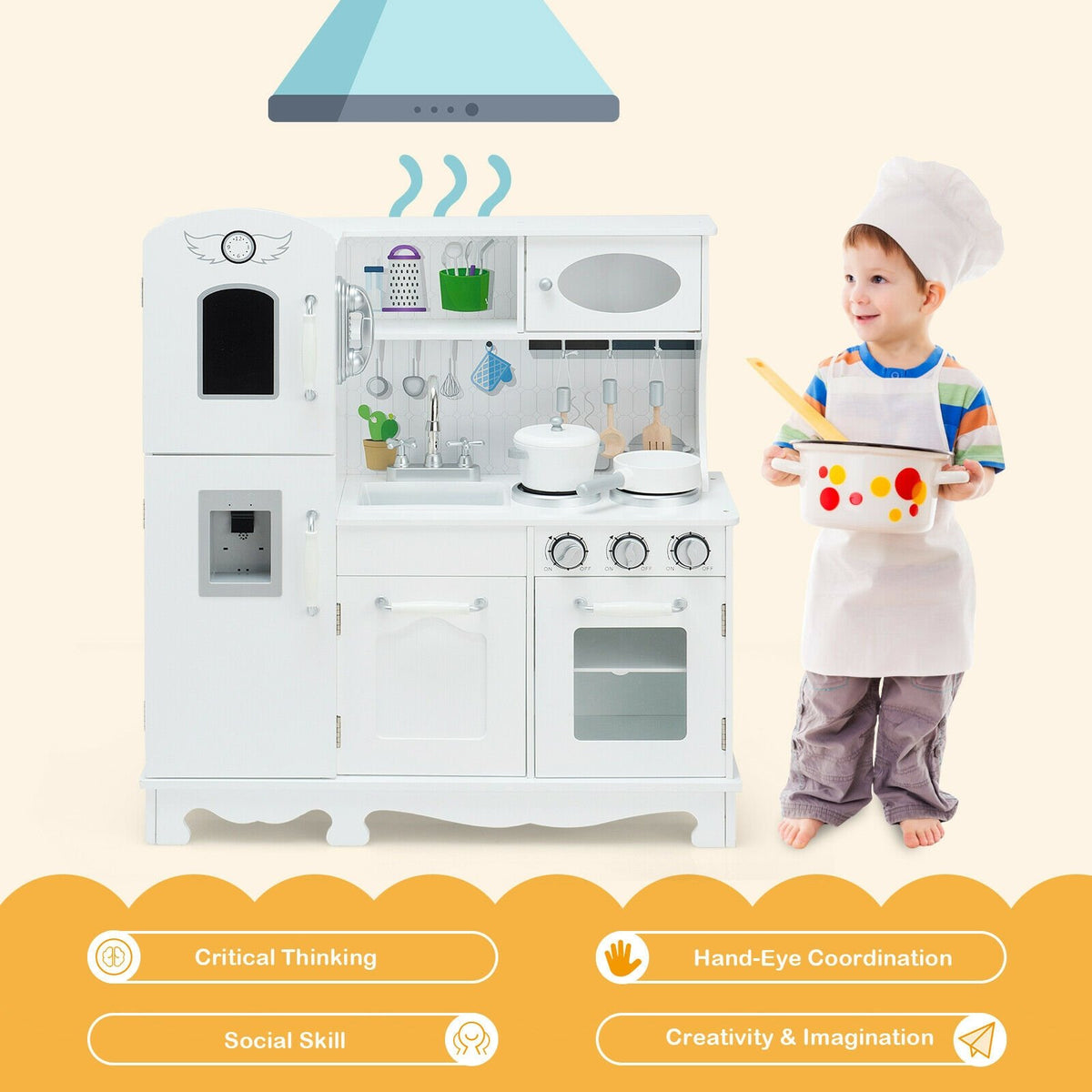 Kitchen Pretend Play Cookware Set Toys for Kids with Water Dispenser view 3