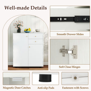 Kitchen Sideboard Buffet Cabinet Coffee Bar Cabinet with 2 Drawers 2 Doors and 3 Adjustable Shelves-White view 9