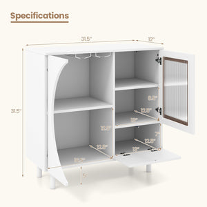 Kitchen Sideboard with Glasses Holder for Living Room Dining Room-White view 5