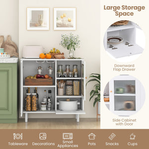 Kitchen Sideboard with Glasses Holder for Living Room Dining Room-White view 6