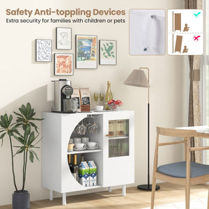 Kitchen Sideboard with Glasses Holder for Living Room Dining Room-White view 7