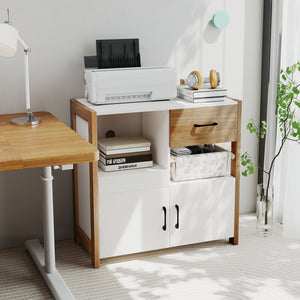 Kitchen Storage Cabinet with Drawer Pull-Out Shelf and 2 Doors-White view 2