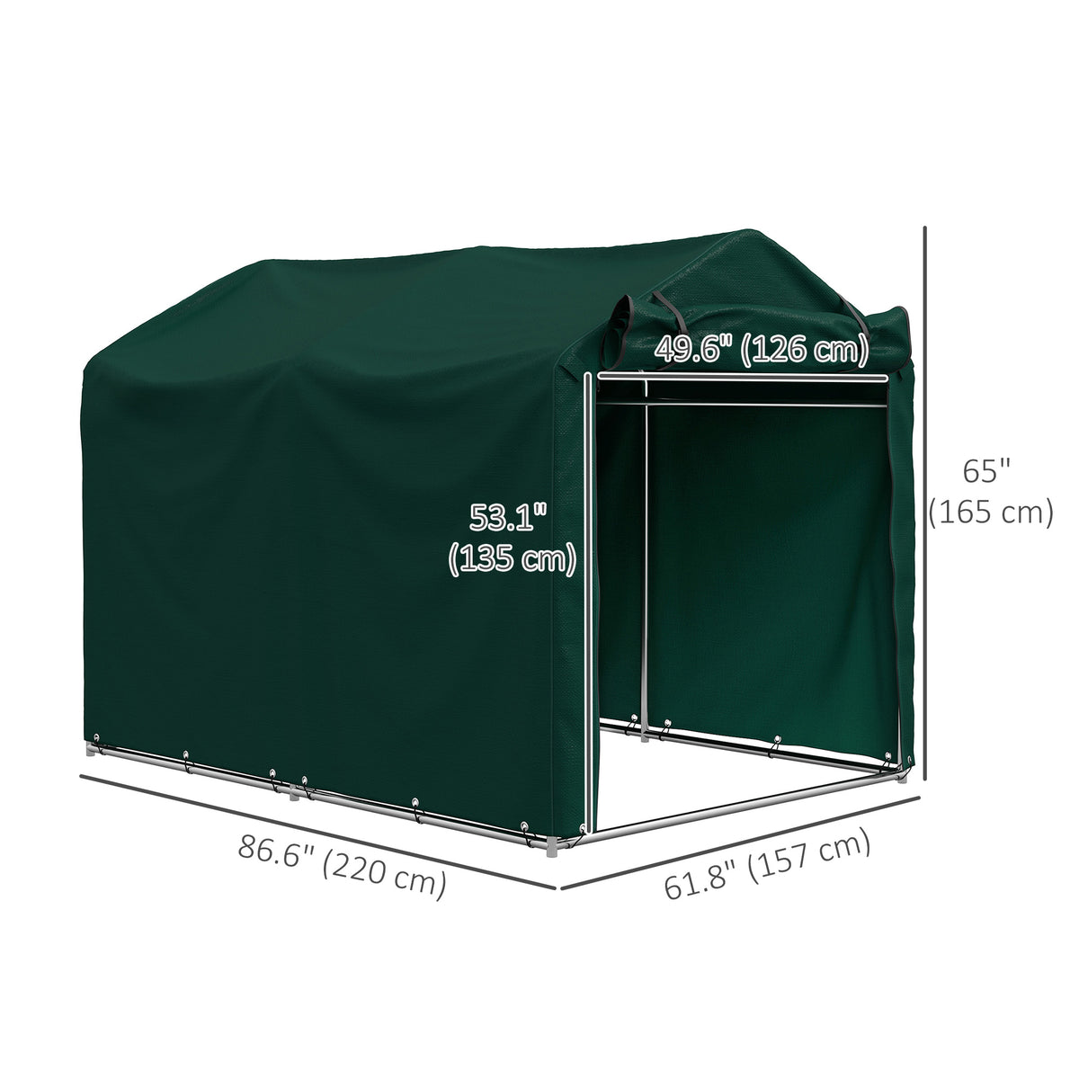 Outdoor Storage Shed, UV Resistant Bike Tent with Roll-up Zipper Door, Portable Shed for Bike, Motorcycle – view 16