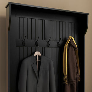 3-In-1 Hall Tree w/ Coat Rack, Shoe Storage and Bench Seat, Entryway Bench w/ 4 Hooks for Hallway, Living Room, White