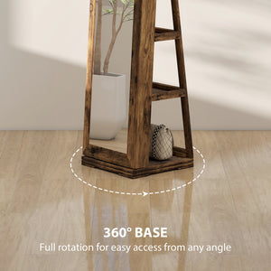 360° Swivel Jewelry Armoire, Lockable Mirror Jewelry Cabinet with Built-In Small Mirror, White – view 12