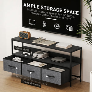TV Stand with Charging Station, TV Table with 2 Foldable Linen Drawers and Open Shelf for 47 Inch – view 18