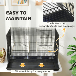 18" H Bird Cage, Large Parakeet Cage for Budgie, Lovebird, Canary, Finches with Divider, Black – view 6