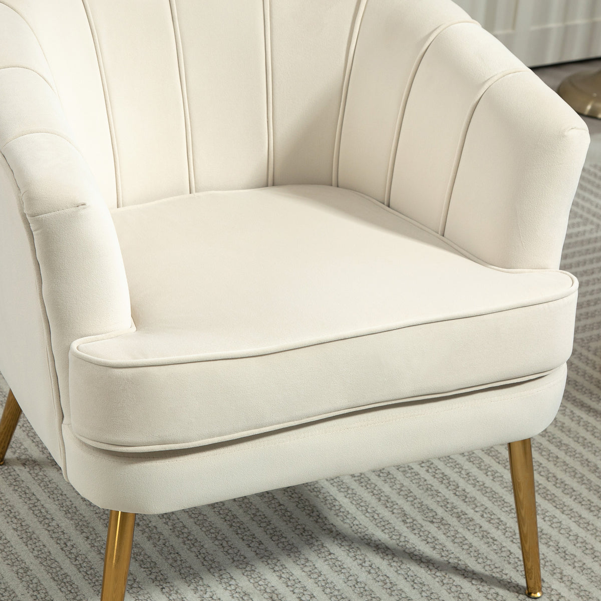 Fabric Armchair, Modern Accent Chair with Gold Metal Legs for Living Room, Bedroom, Home Office, Black – view 13