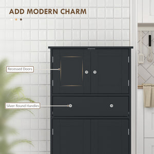 50.5" Kitchen Storage Cabinet, Modern Kitchen Pantry Cabinet with 4 Doors, Drawer, Adjustable Shelf, Black – view 3