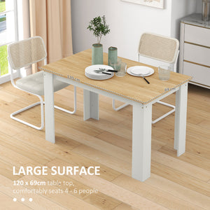 47" Kitchen Table for 4-6 People, Dining Table with Wood Effect for Dining Room, Black