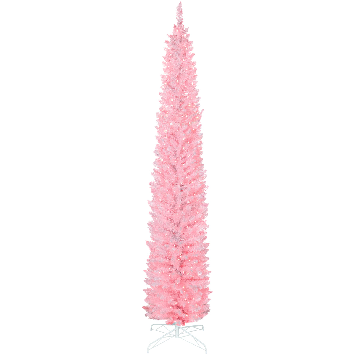 9ft Christmas Tree with Colourful DIY Synchronized LEDs, Hinged Pencil Xmas Tree with Remote, Daily Timer – view 8