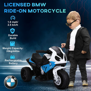 Aosom Kids Motorcycle, 6V Battery Powered Toddler Motorcycle with Headlight, Music, 3 Wheels Electric Motorcycle for Kids, Licensed BMW, Gift for Boys & Girls -