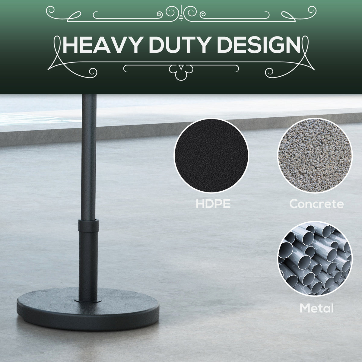 33 lbs Concrete Parasol Base, Heavy Duty Patio Umbrella Stand, 18.3" Round Garden Parasol Holder, Black