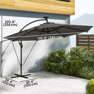 11.3 ft Cantilever Patio Umbrella with Light, Cover, Aluminium UPF50+ Offset Outdoor Umbrella Parasol – view 2