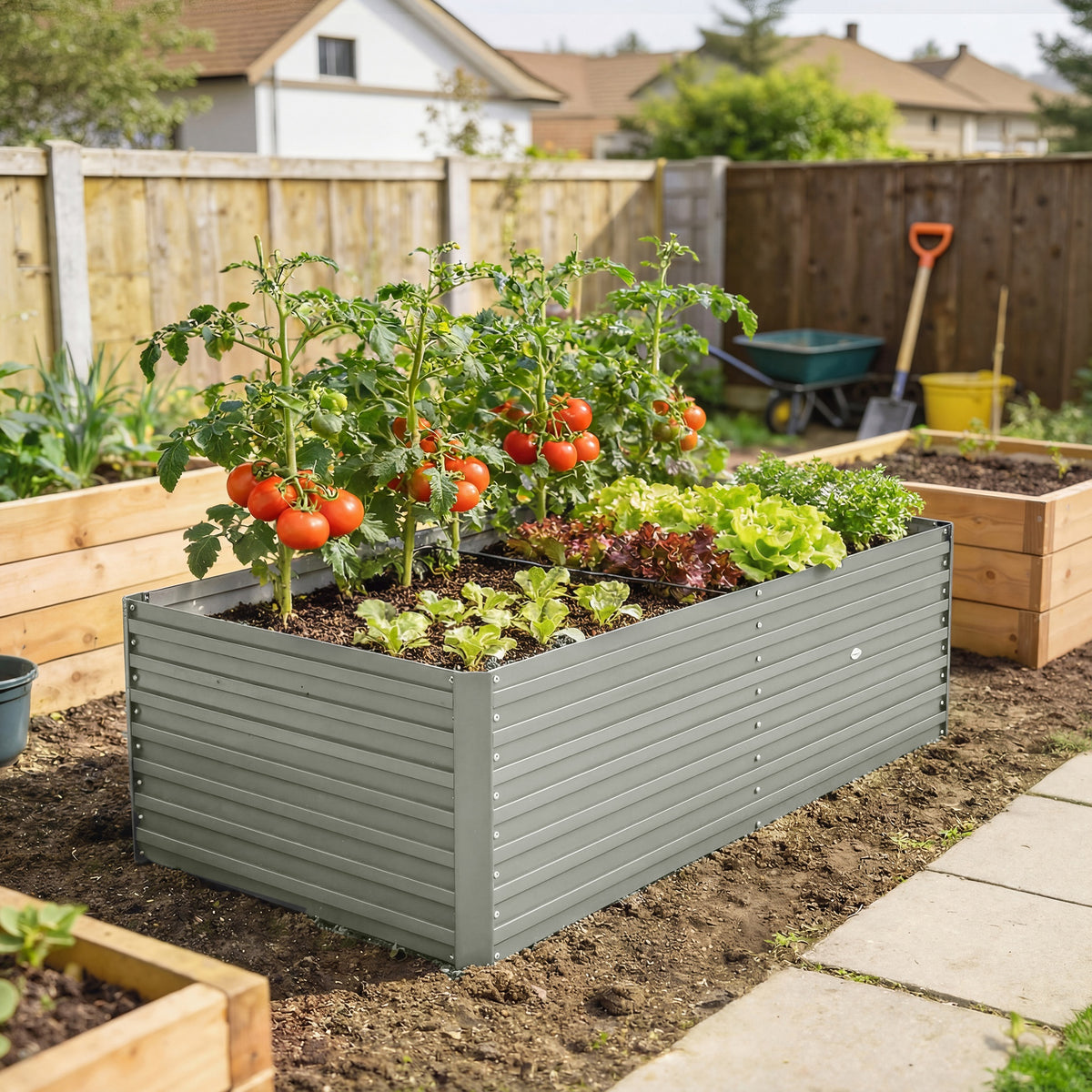 5' x 3' x 2' Raised Garden Bed, Galvanized Planter Box for Growing Flowers, Herbs and Vegetables, Black – view 35