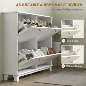 Modern Shoe Storage Cabinet, Narrow Shoe Cabinet with 4 Flip Drawers, Adjustable Shelves – view 11