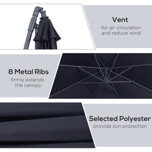 10' Deluxe Patio Umbrella Outdoor Market Parasol Banana Hanging Offset Sunshade Crank Cross Base Black – view 4