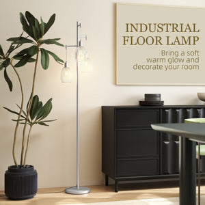 Industrial Floor Lamp with 3 Hanging Wire Lampshades, Dimmable Standing Lamp for Living Room, Bedroom – view 18