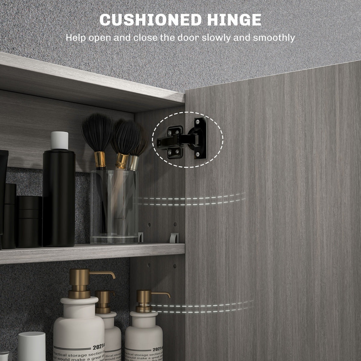 Bathroom Mirror Cabinet, Wall-Mounted Storage Organizer with Double Doors, Adjustable Shelf, White – view 13