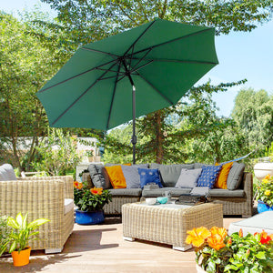 10' x 8' Round Market Umbrella, Patio Umbrella with Crank Handle and Tilt, Outdoor Parasol for Garden, Blue – view 28